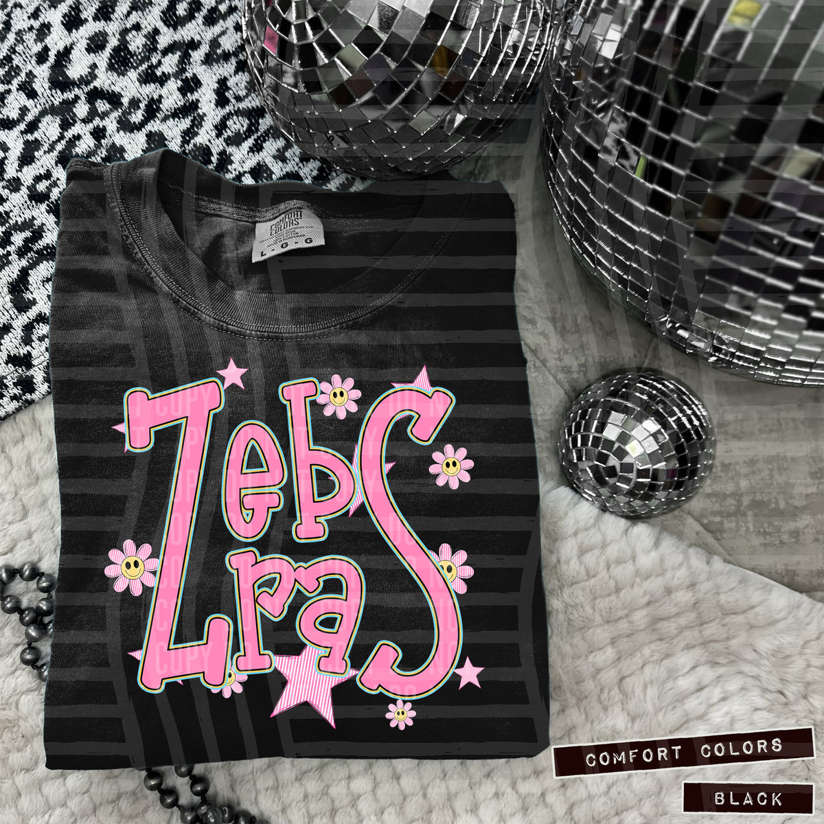 Zebras Pink Flowers And Stars 108072 DTF transfer