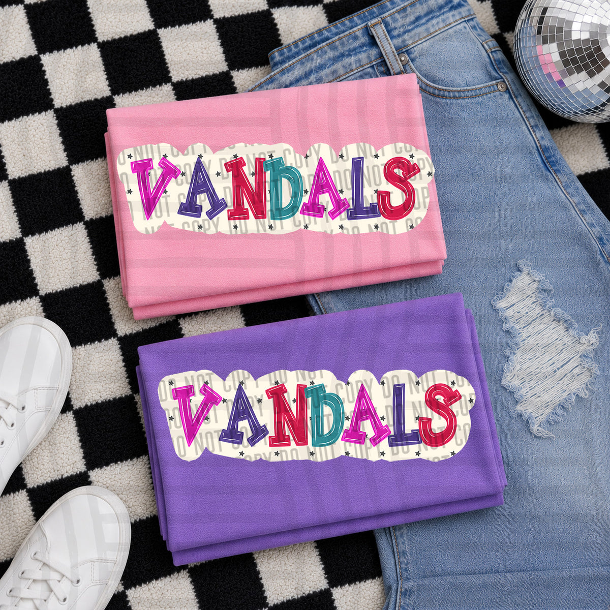 vandals bubble around letters with small stars (Caplinger) DTF Transfer
