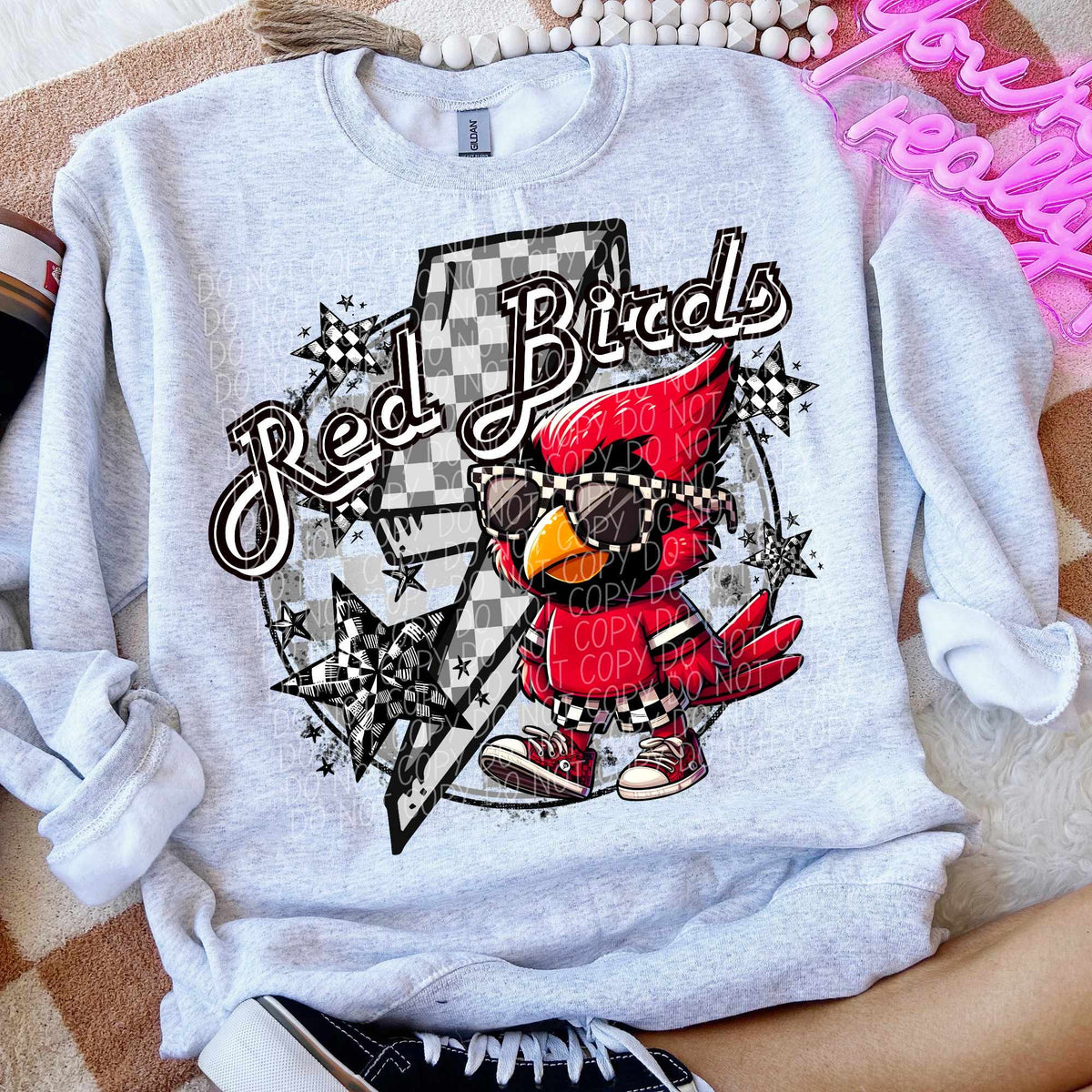 Red birds red shirt lightning bolt (CITY) 52440 DTF transfer