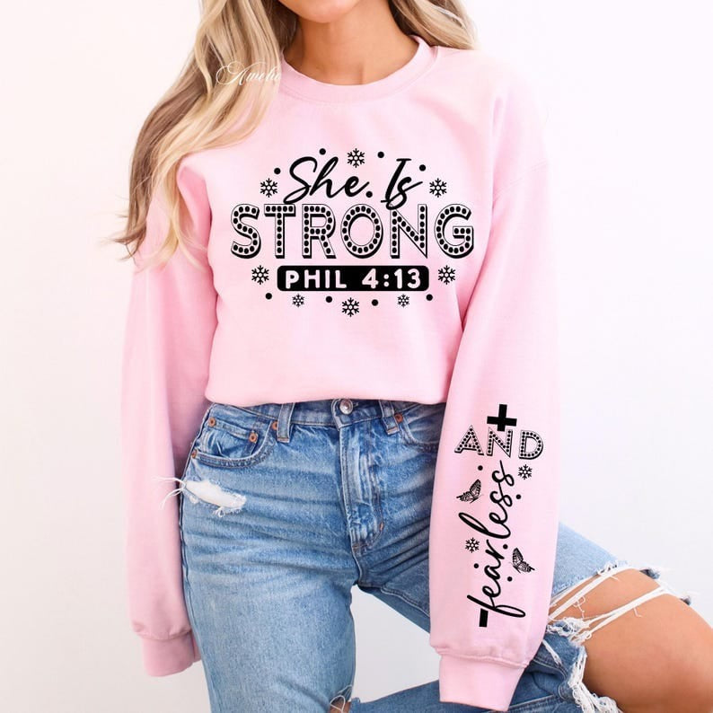 She is strong BLACK FRONT 75960 DTF transfer