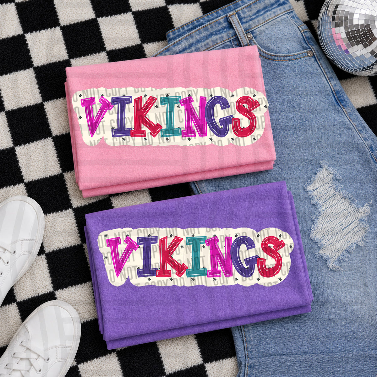 vikings bubble around letters with small stars (Caplinger) DTF Transfer