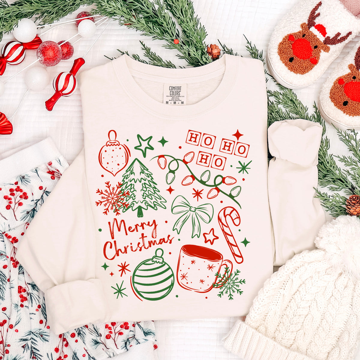 2 color Christmas doodles (csc) DTF Transfer