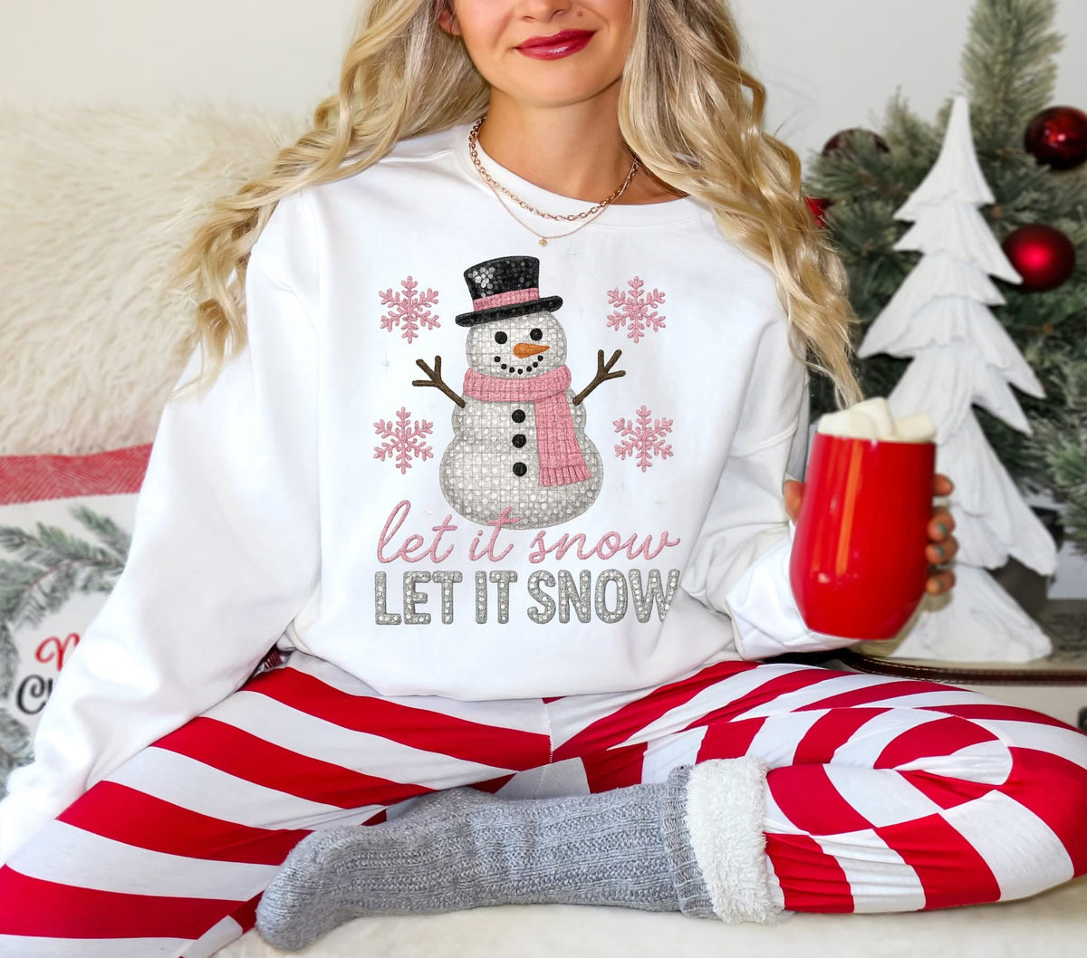 Let it snow let It snow pink snowman (Linda) DTF Transfer