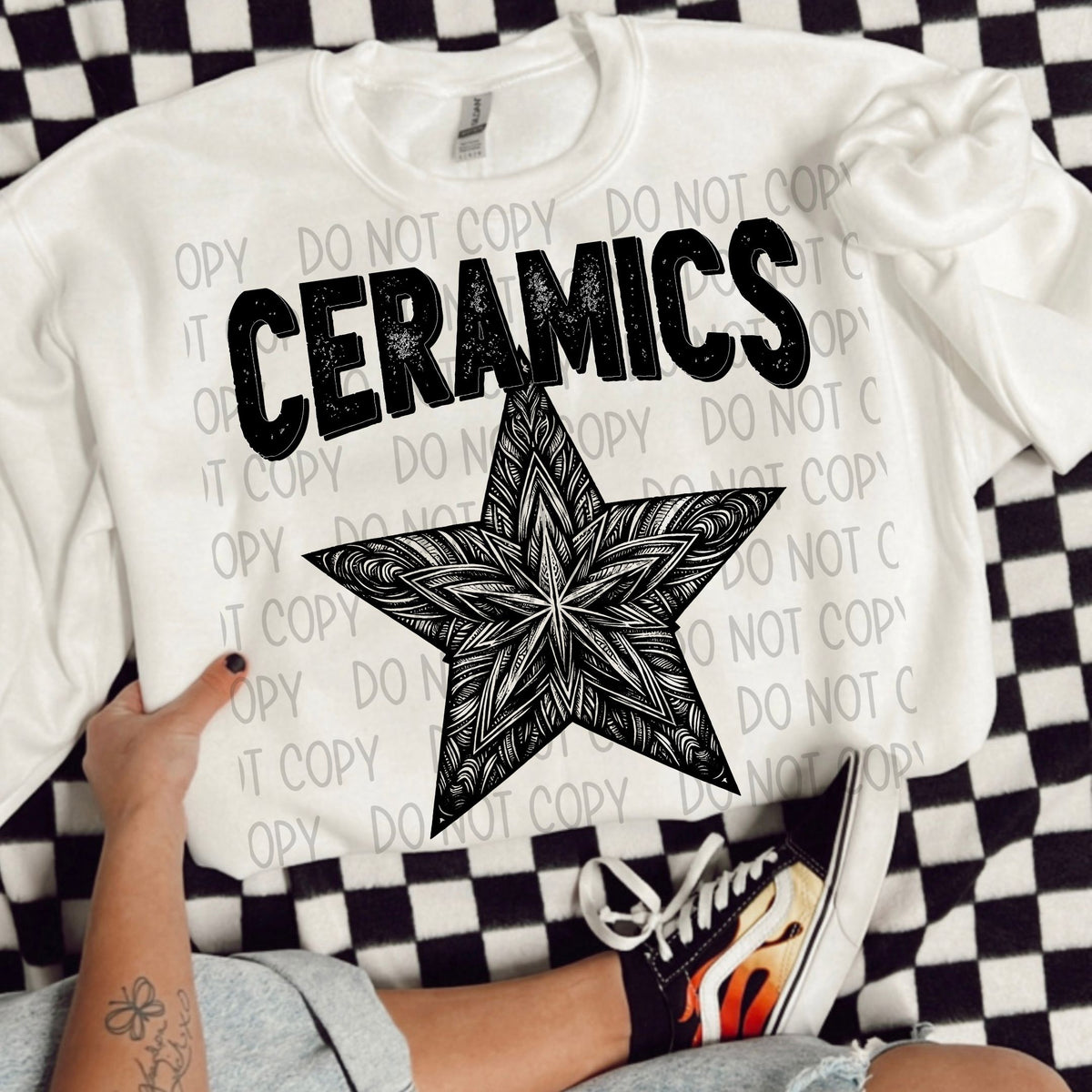 Ceramics black/white outline DTF transfer