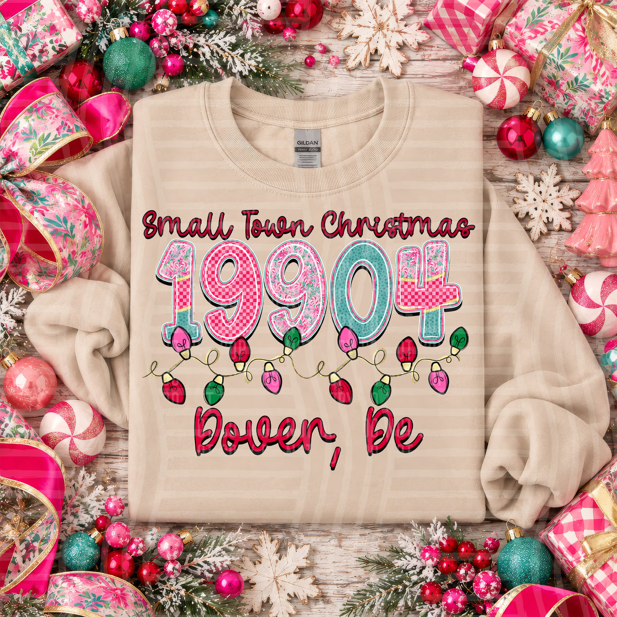 19904 small town christmas zip, town, state (caplinger) DTF Transfer