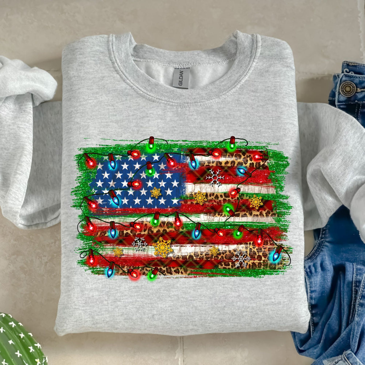 Christmas American Flag-38548-DTF transfer