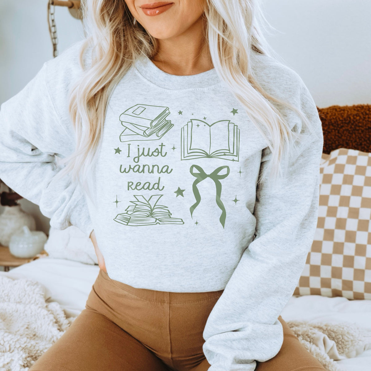 I just wanna read books and bow GREEN scarlow 110344 DTF transfer