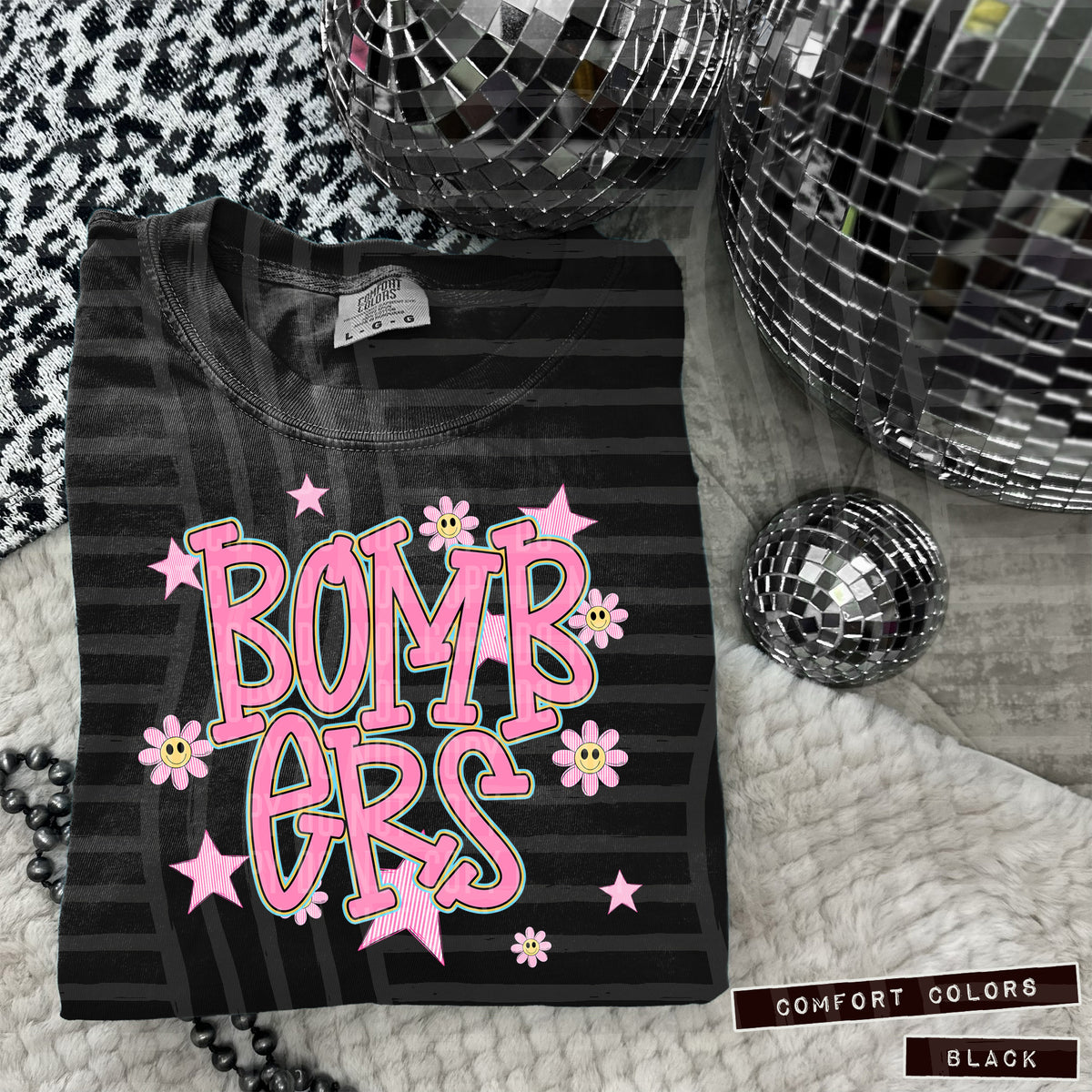 Bombers Pink Flowers And Stars 104904 DTF transfer