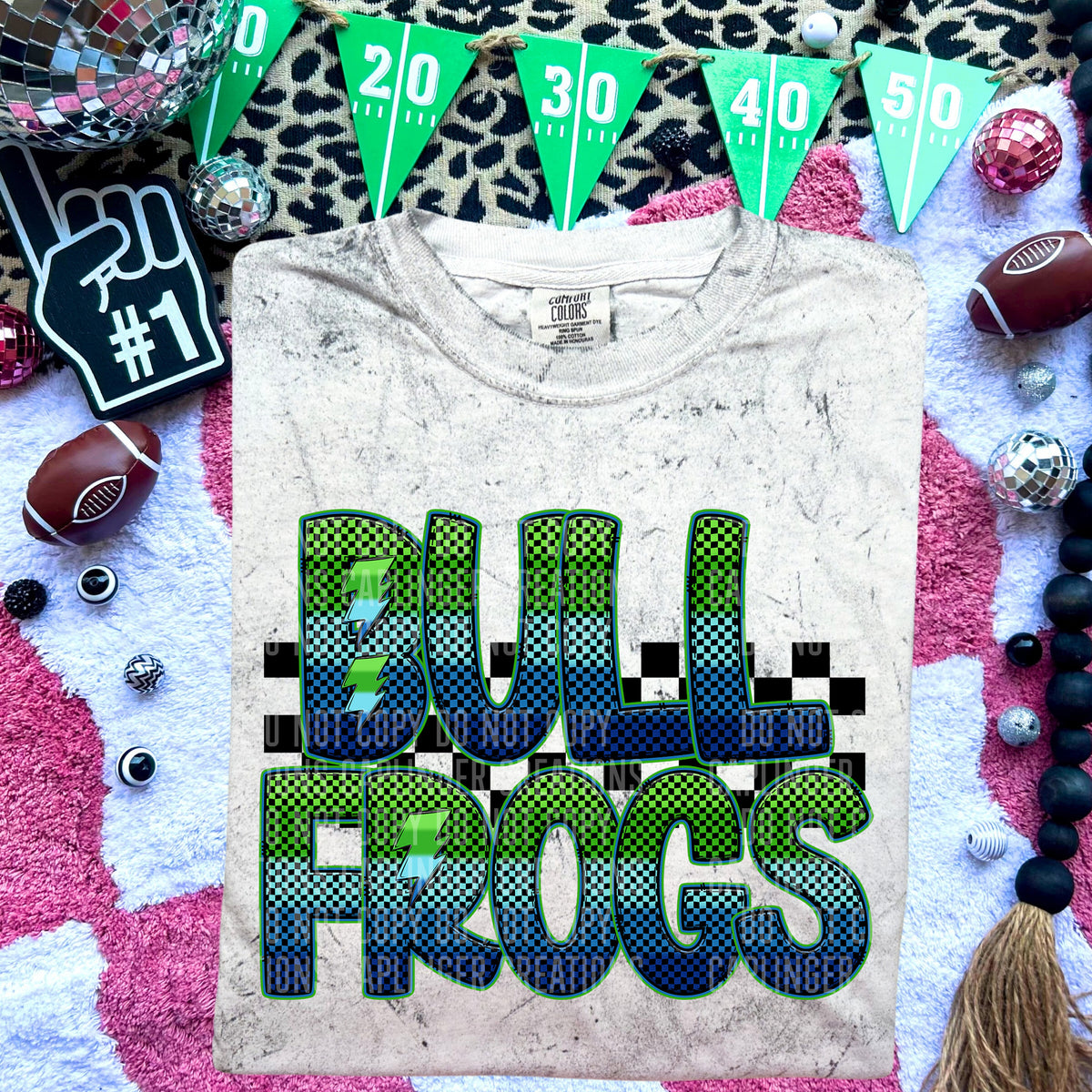 Bullfrogs Blue and Green Checkered (Caplinger) DTF transfer