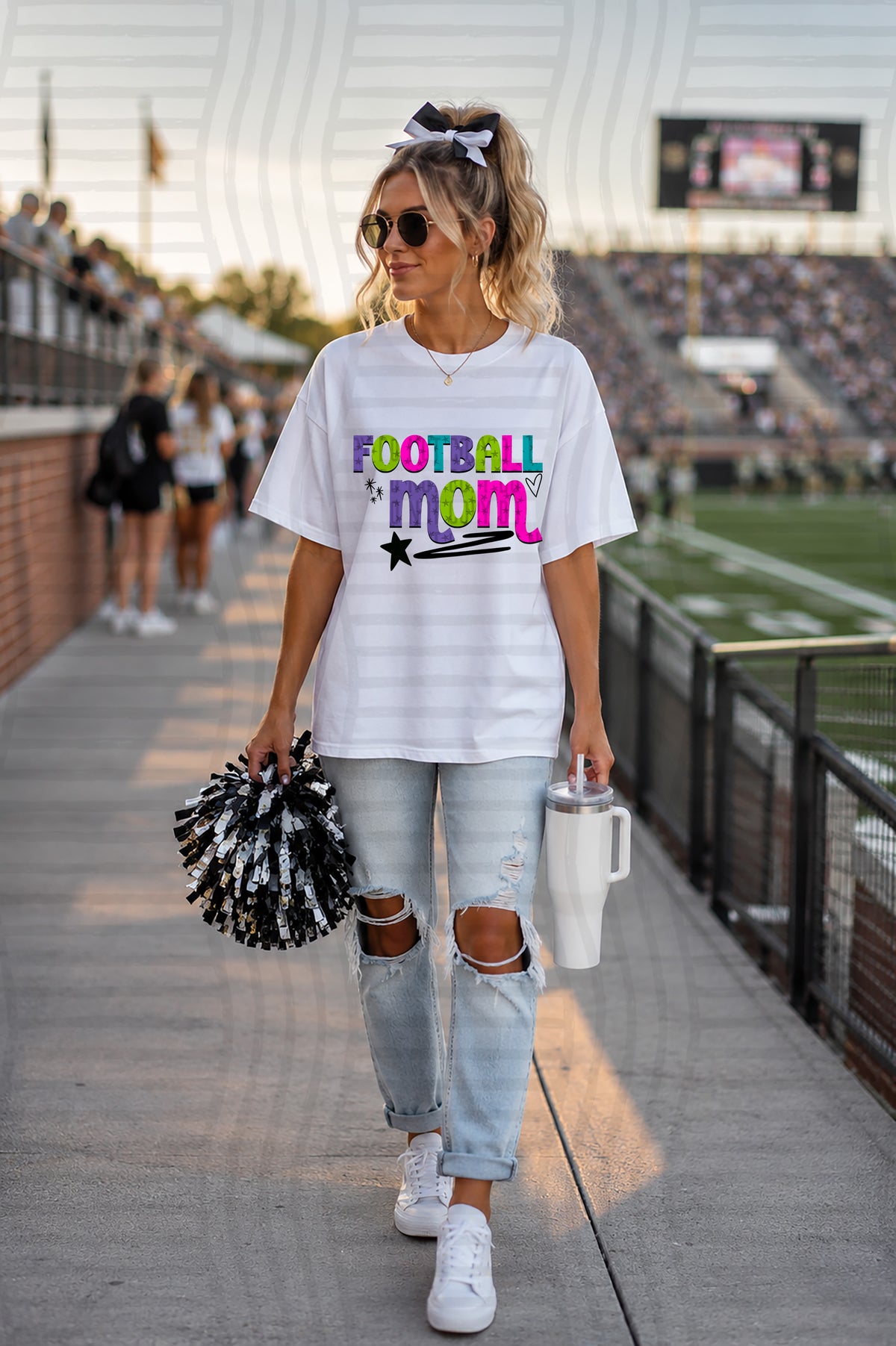 Football mom preppy with stars and hearts (caplinger) DTF Transfer (Copy)