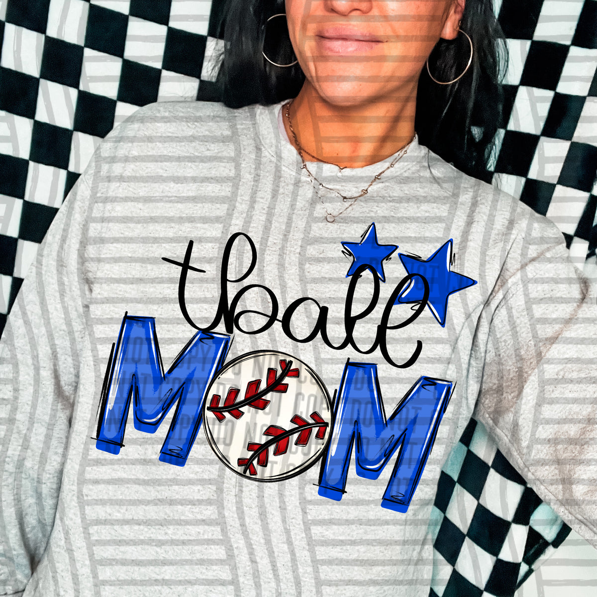 tball mom grey royal blue stars (caplinger) DTF transfer
