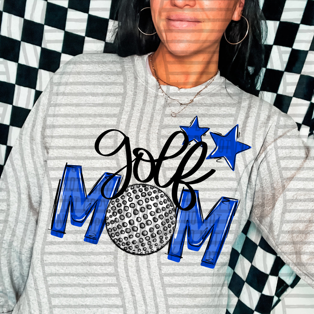 golf mom gray royal blue stars (Caplinger) DTF transfer