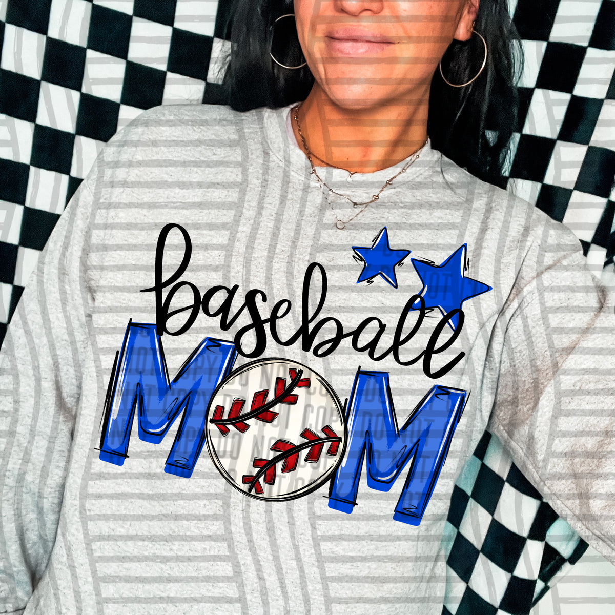 baseball mom royal blue stars (Caplinger) DTF transfer
