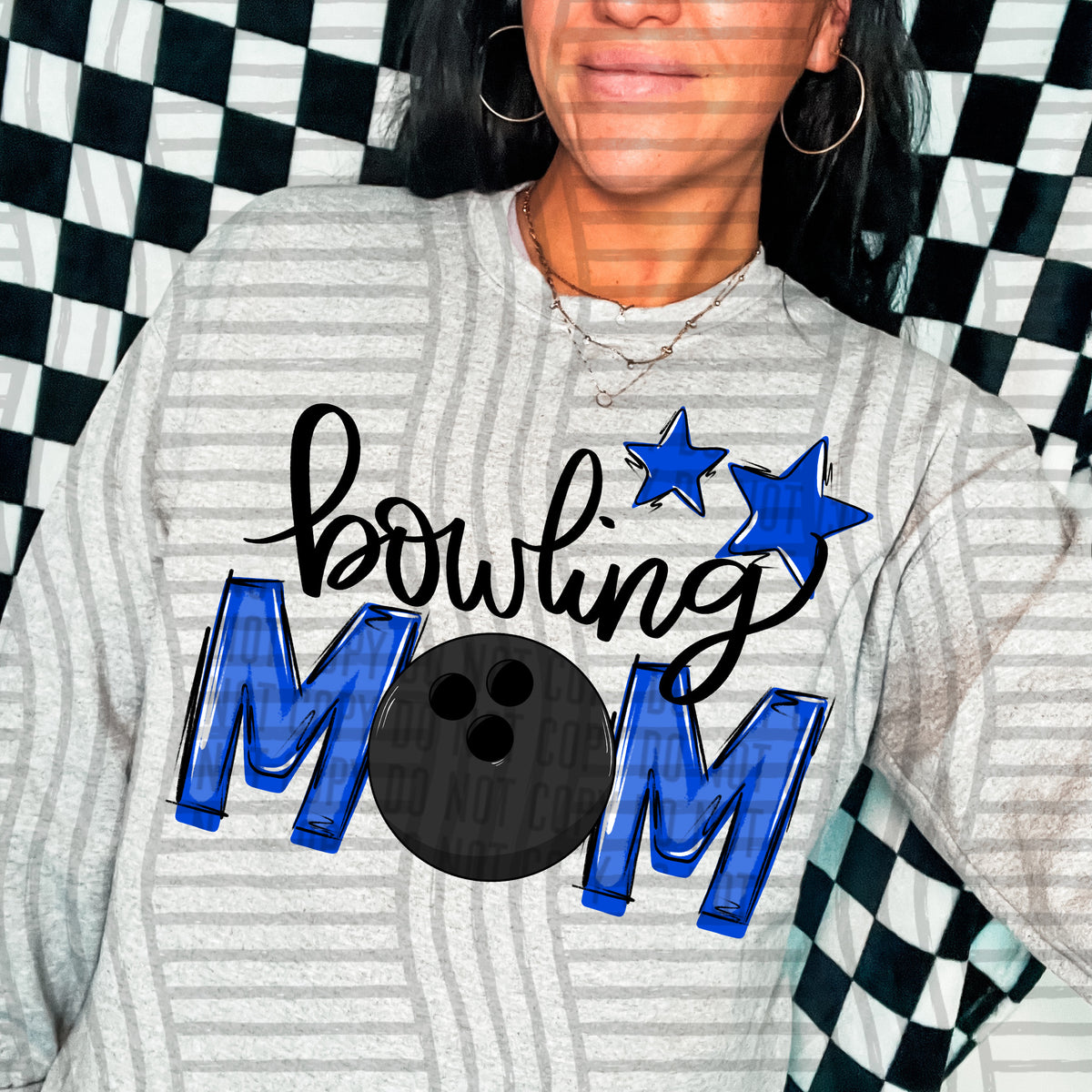 bowling mom royal blue stars (Caplinger) DTF transfer