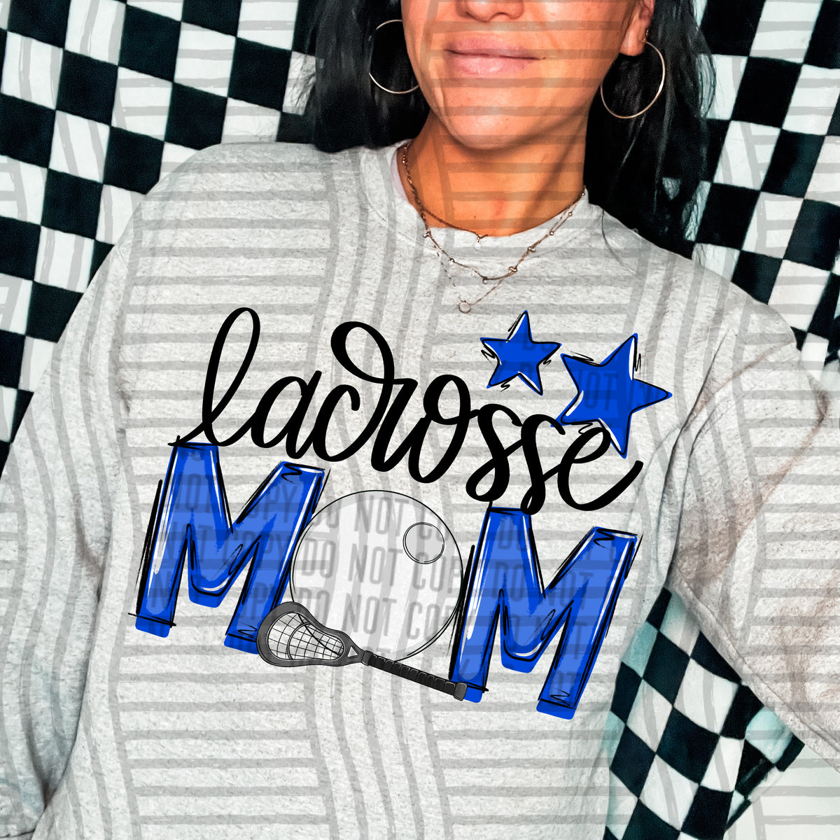 lacrosse mom royal blue stars (Caplinger) DTF transfer