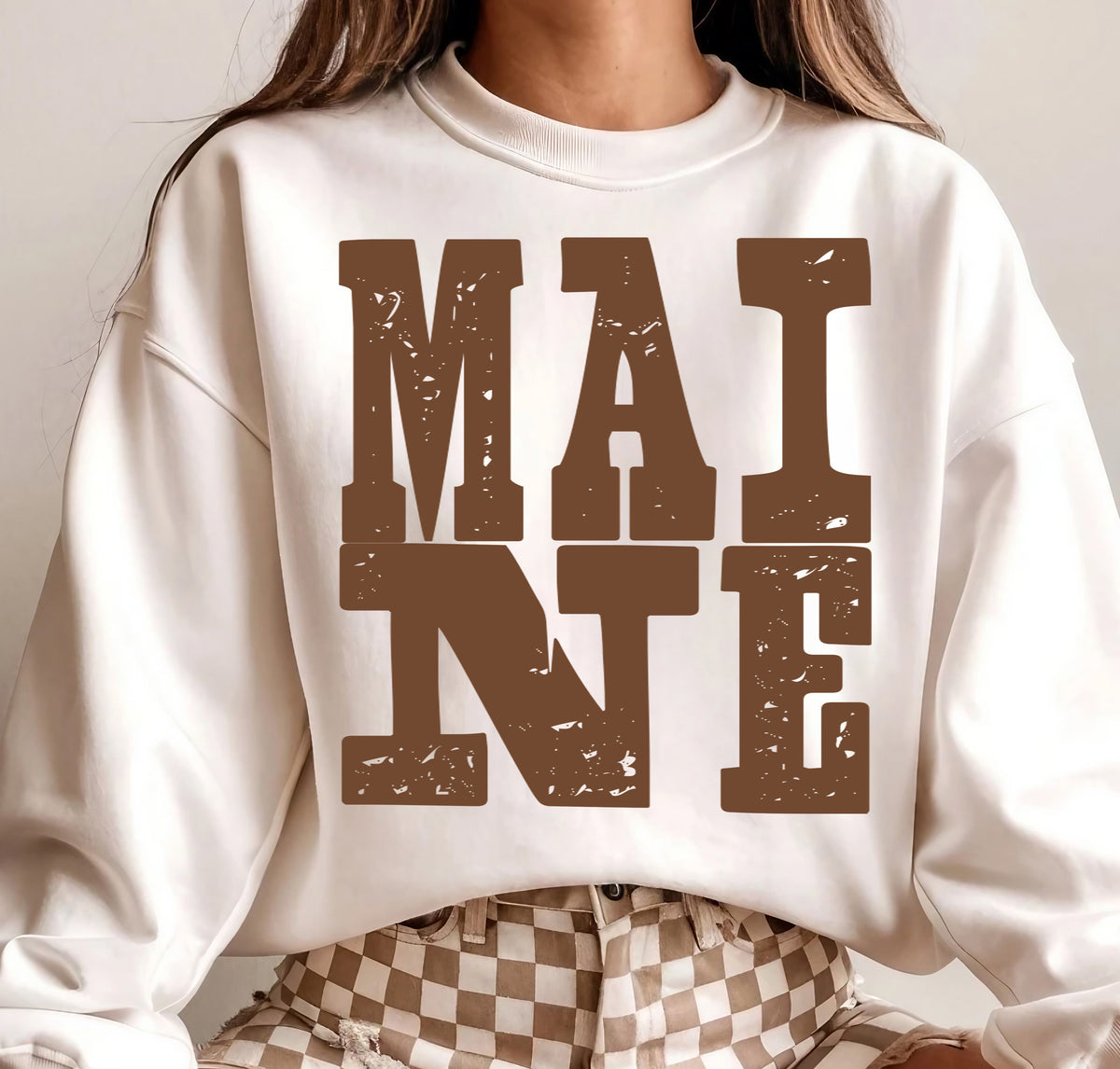 Maine Brown Grunge (S&G) DTF Transfer