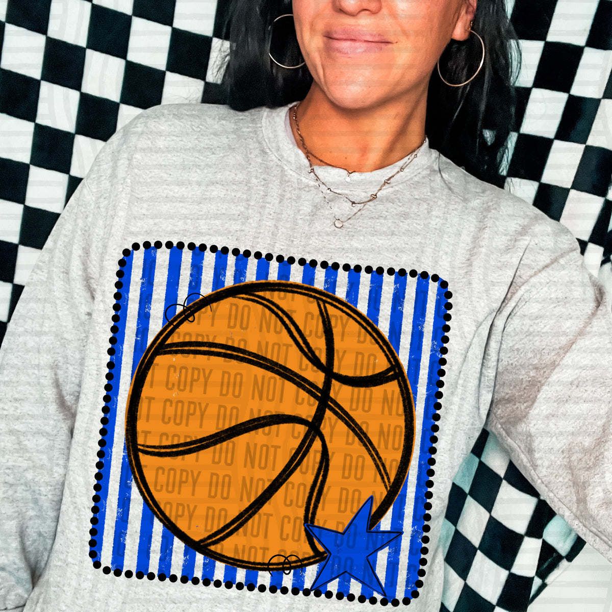 Basketball blue striped frame (Caplinger) DTF transfer