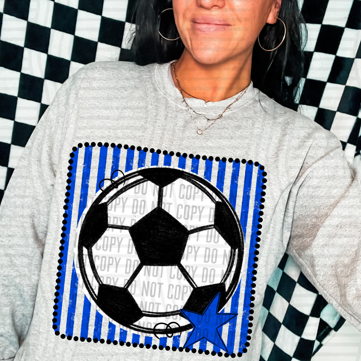 Soccer blue striped frame (Caplinger) DTF transfer