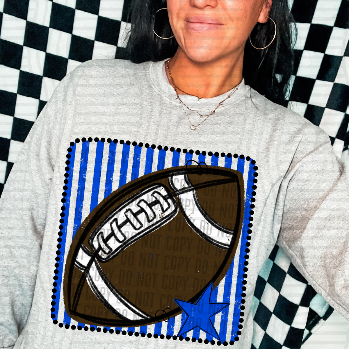 Football blue striped frame (Caplinger) DTF transfer