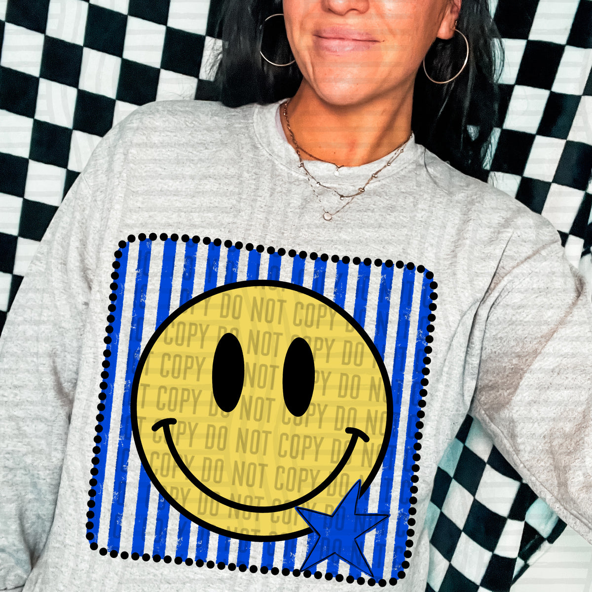 Smiley blue striped frame (Caplinger) DTF transfer