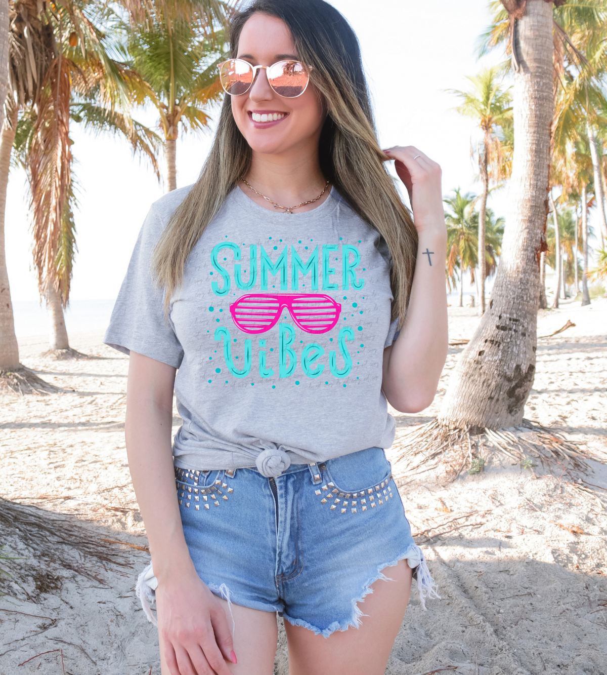 Summer vibes pink glasses 28965 DTF Transfer