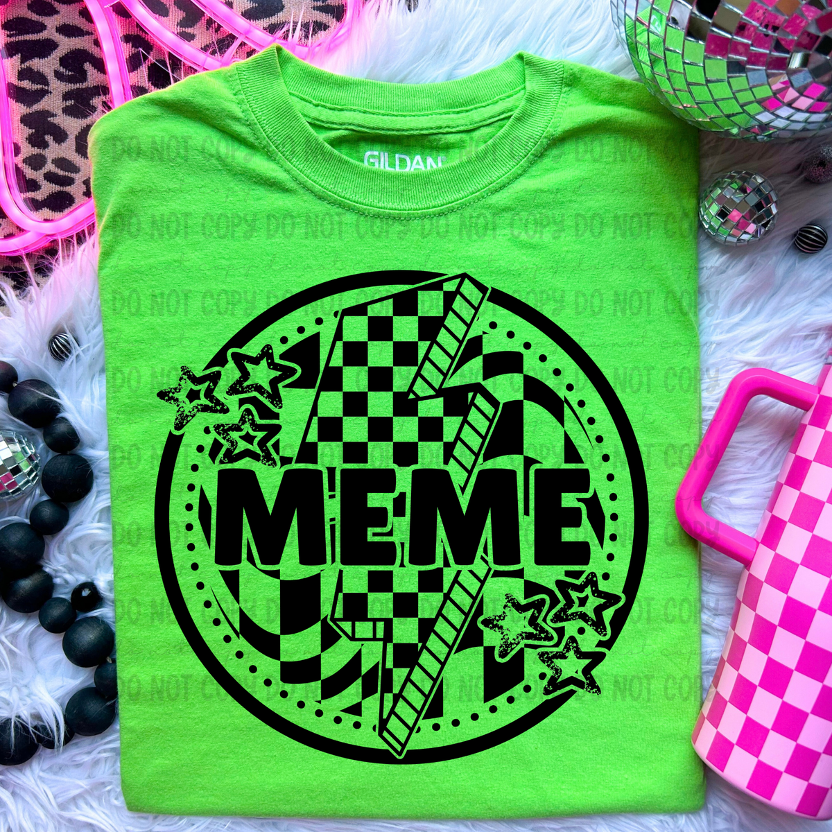 Meme Black Checkered Bolt (REVEL) DTF transfer