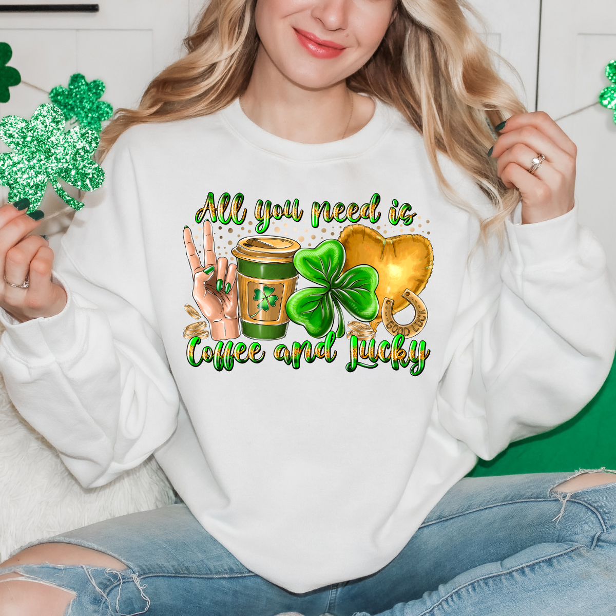 All You Need Is Coffee And Lucky  (RD) DTF Transfer