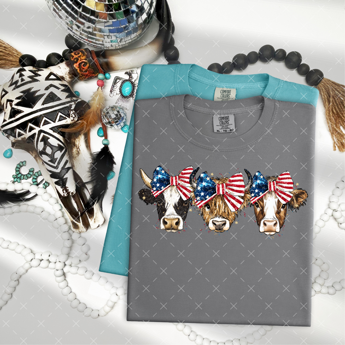 3 Patriotic Cows (SSD) DTF transfer