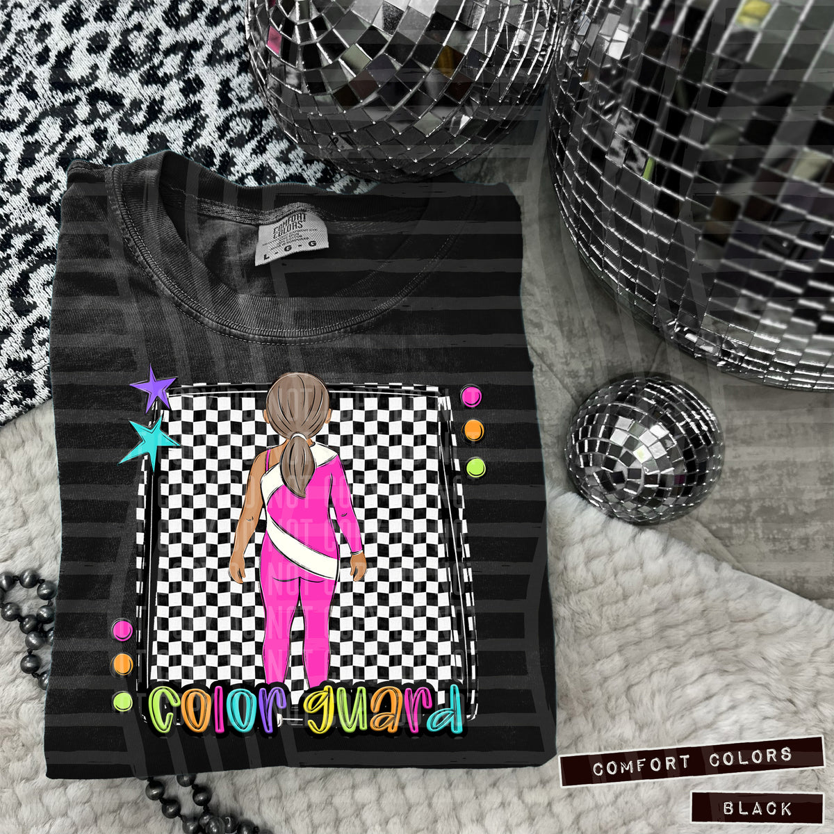 Color Guard preppy colorful tan skin brown ponytail (Caplinger)