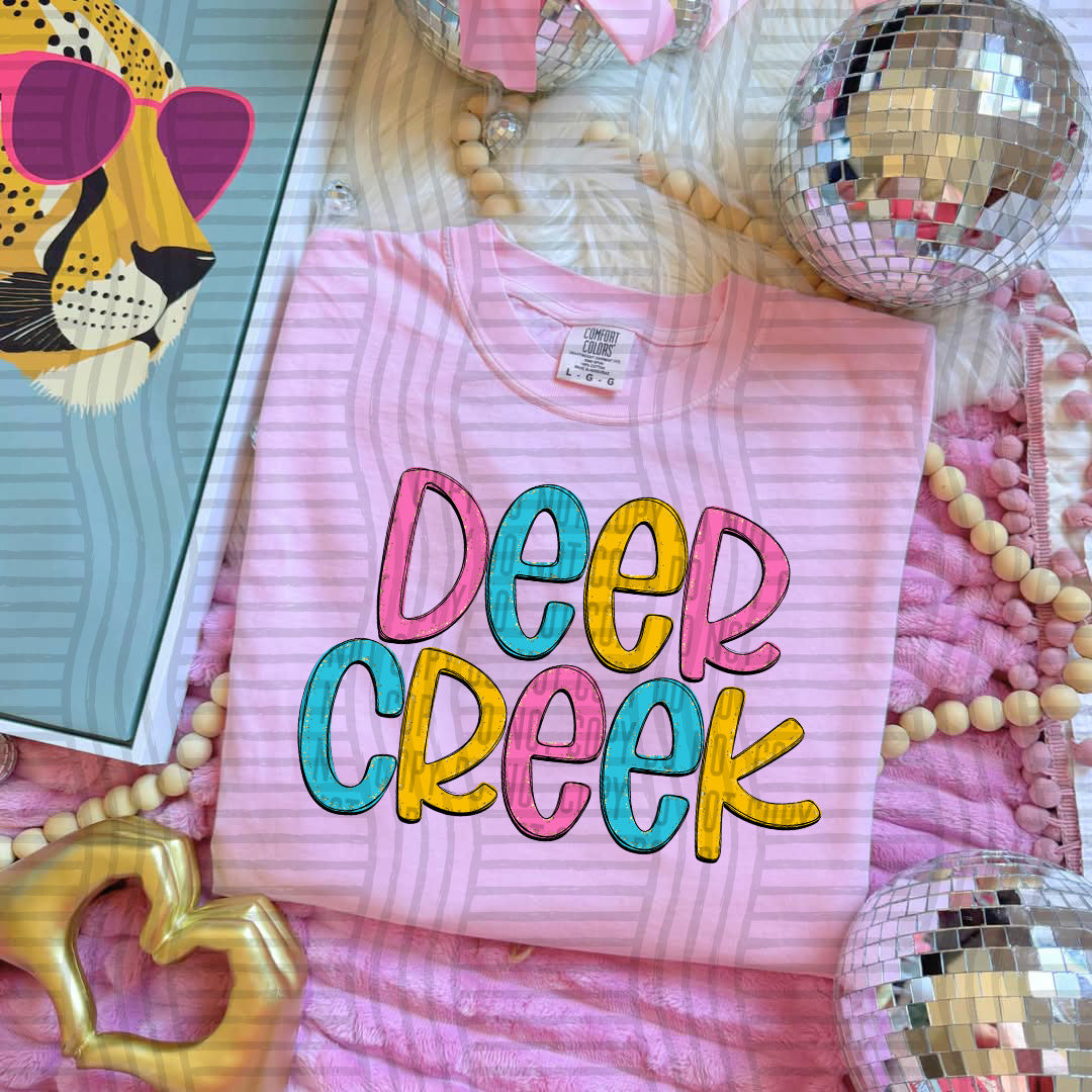 blue yellow and pink deer creek stacked (Caplinger) DTF Transfer