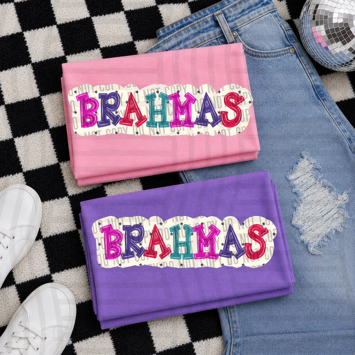 brahmas bubble around letters with small stars (Caplinger) DTF Transfer
