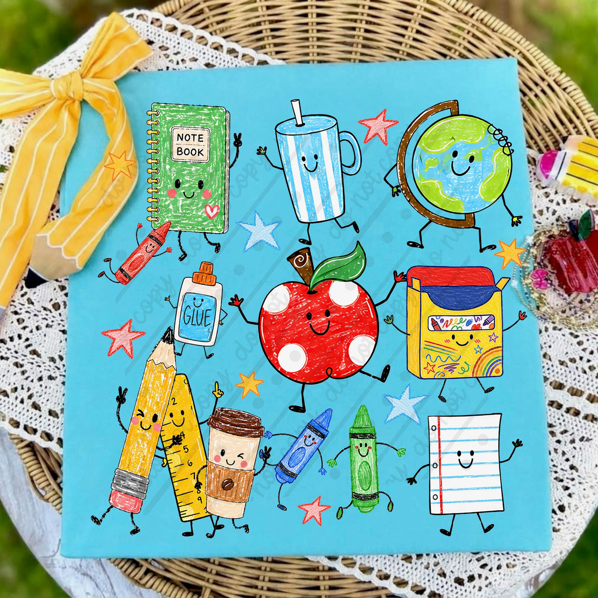 Happy school supplies collage Sunday Special DTF transfer