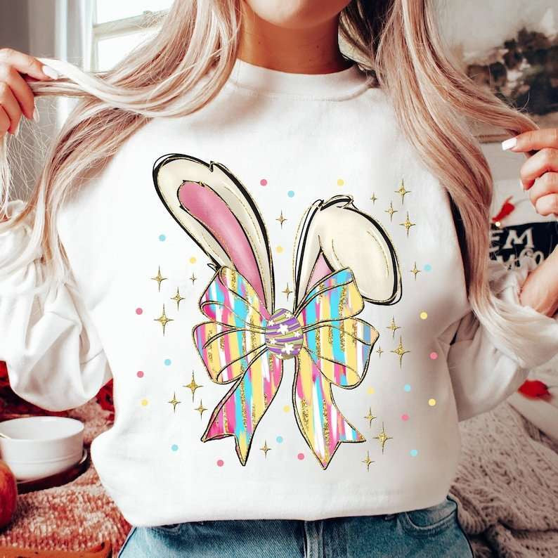 Brushstroke bow bunny ears 77654 DTF transfer