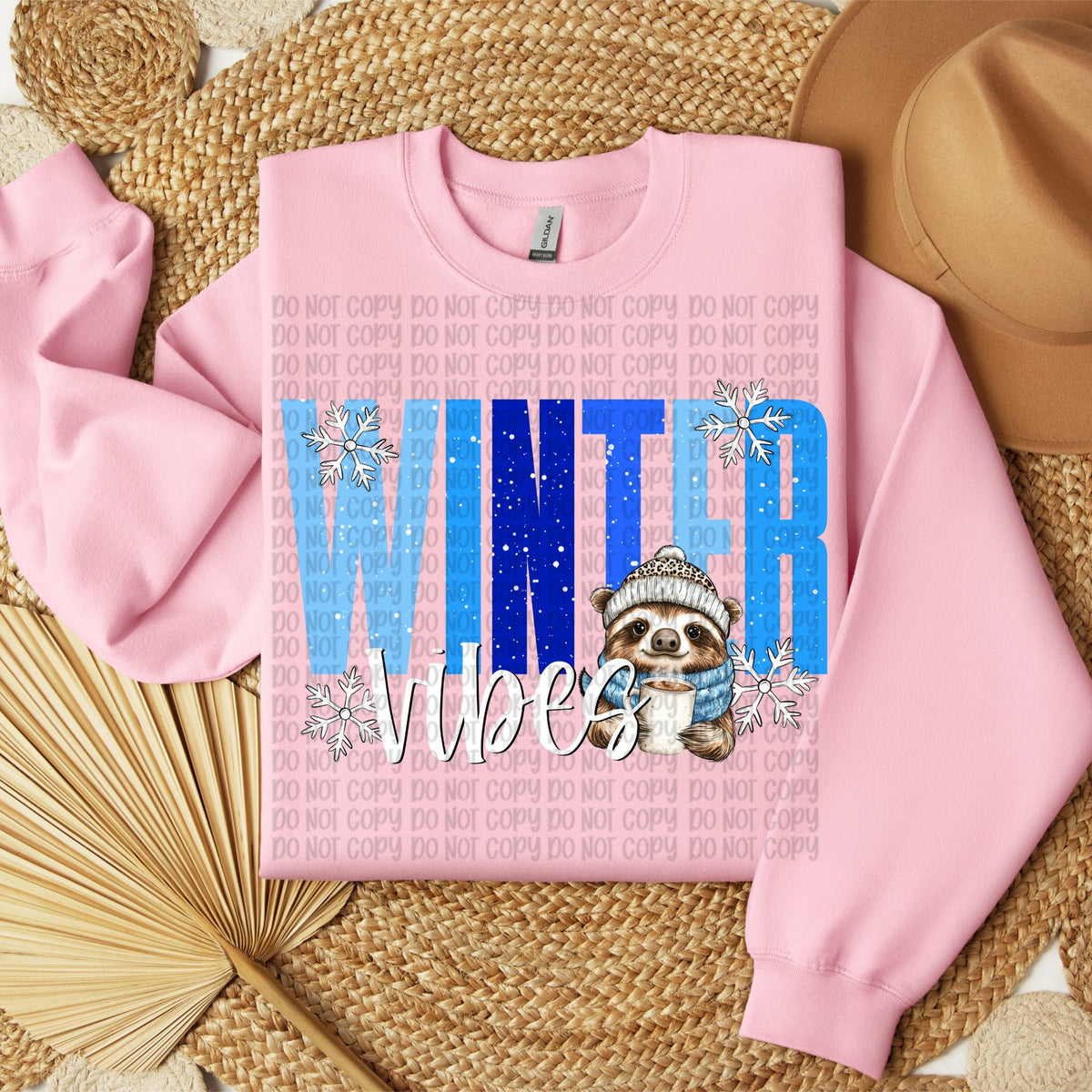 Winter Vibes blue sloth (Vp) DTF transfer