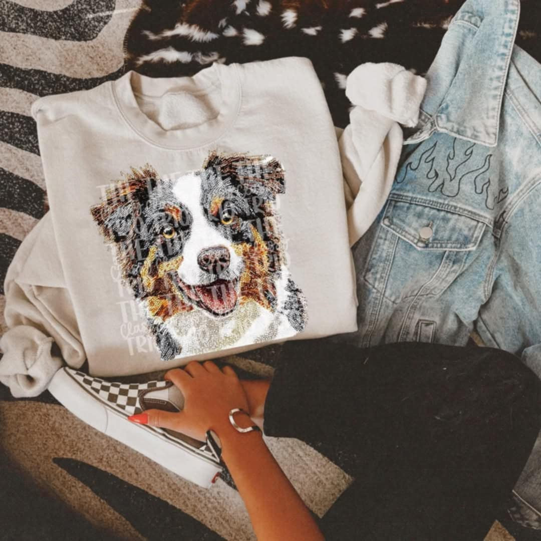 Rhinestone Australian shepherd (Classy) 95265 DTF transfer