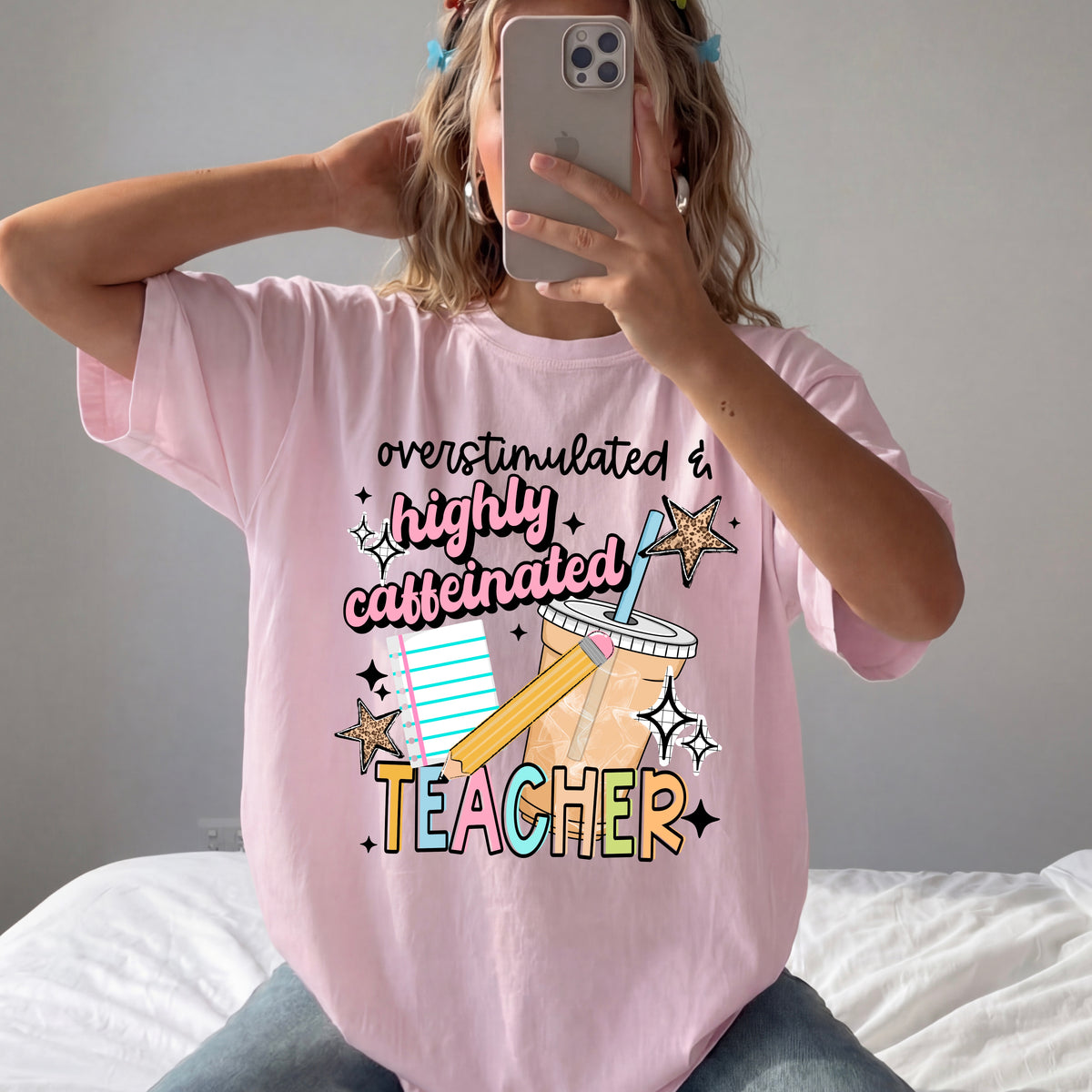 Highly caffeinated teacher (CSC) DTF Transfer