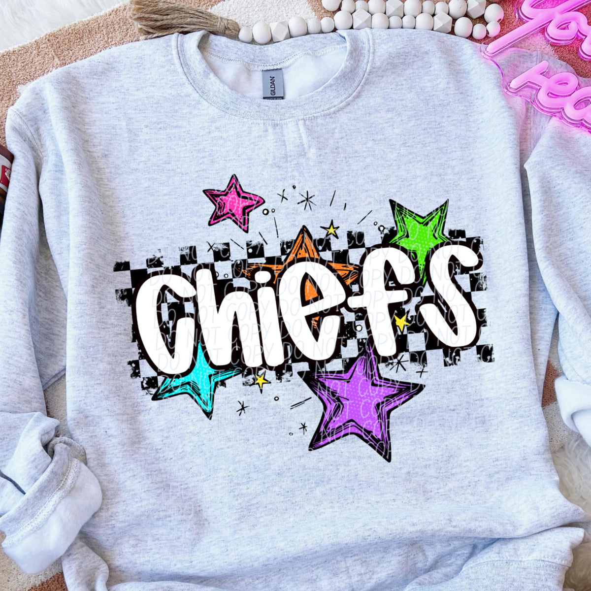 Cheifs Mascot Rainbow Stars CITY DTF TRANSFER