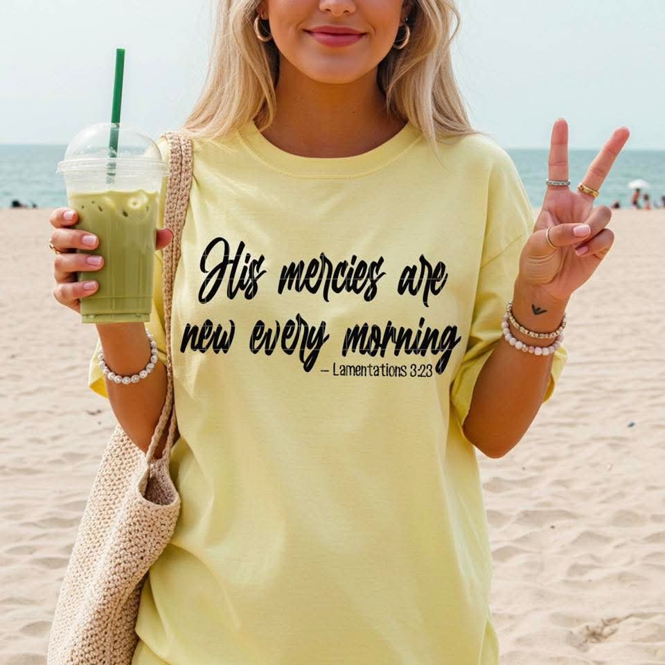His mercies are new every morning (black cursive) Sunday Special DTF transfer