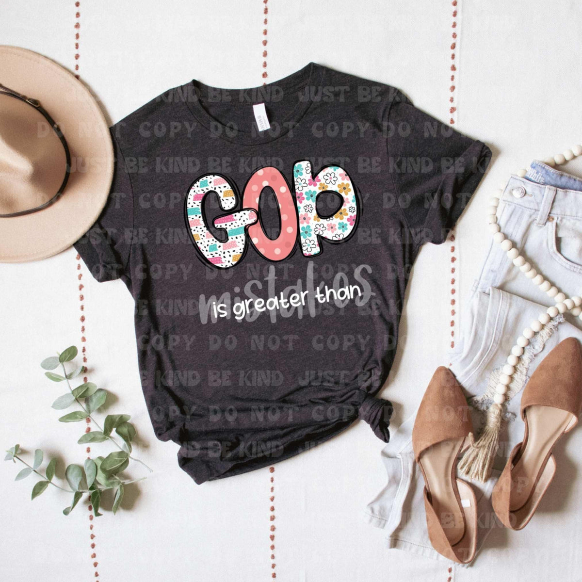 God is greater than mistakes color and white (VLB) 87414 DTF transfer
