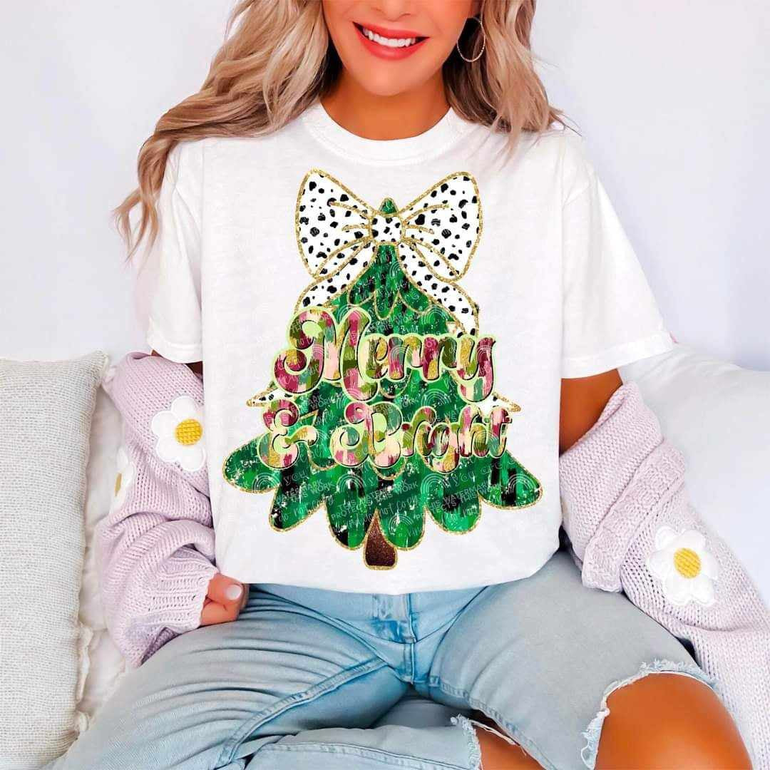 Merry & bright tree (DDD) 70263 DTF transfer