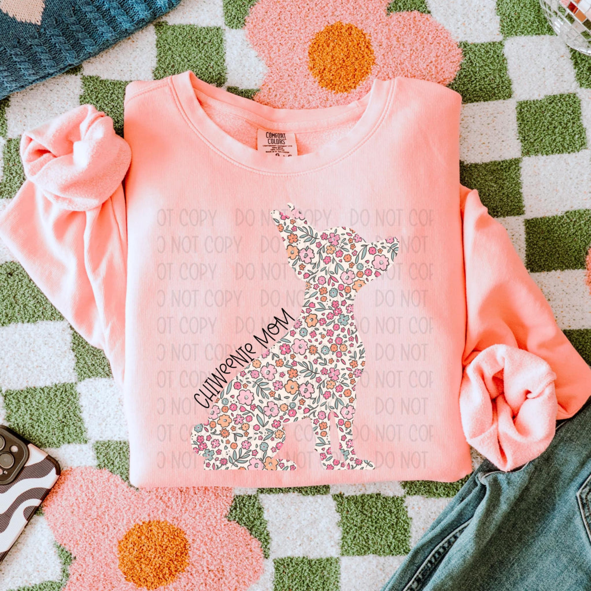 Chiweenie mom floral puppy (SWD) 87047 DTF transfer