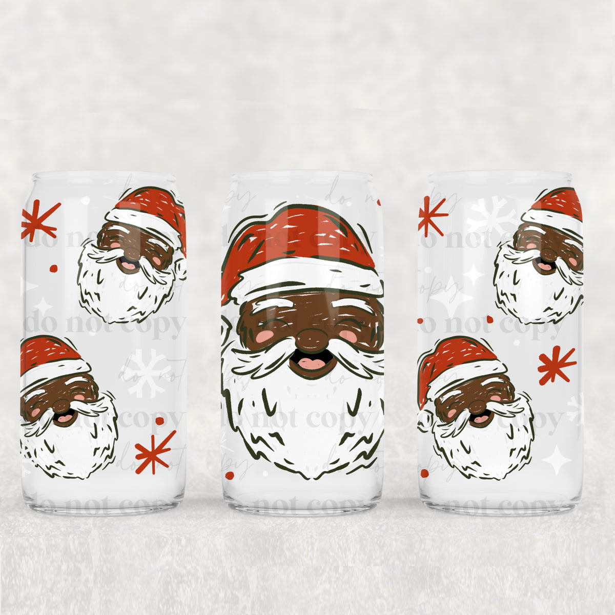 Happy Santa darker skin tone UV DTF WRAP