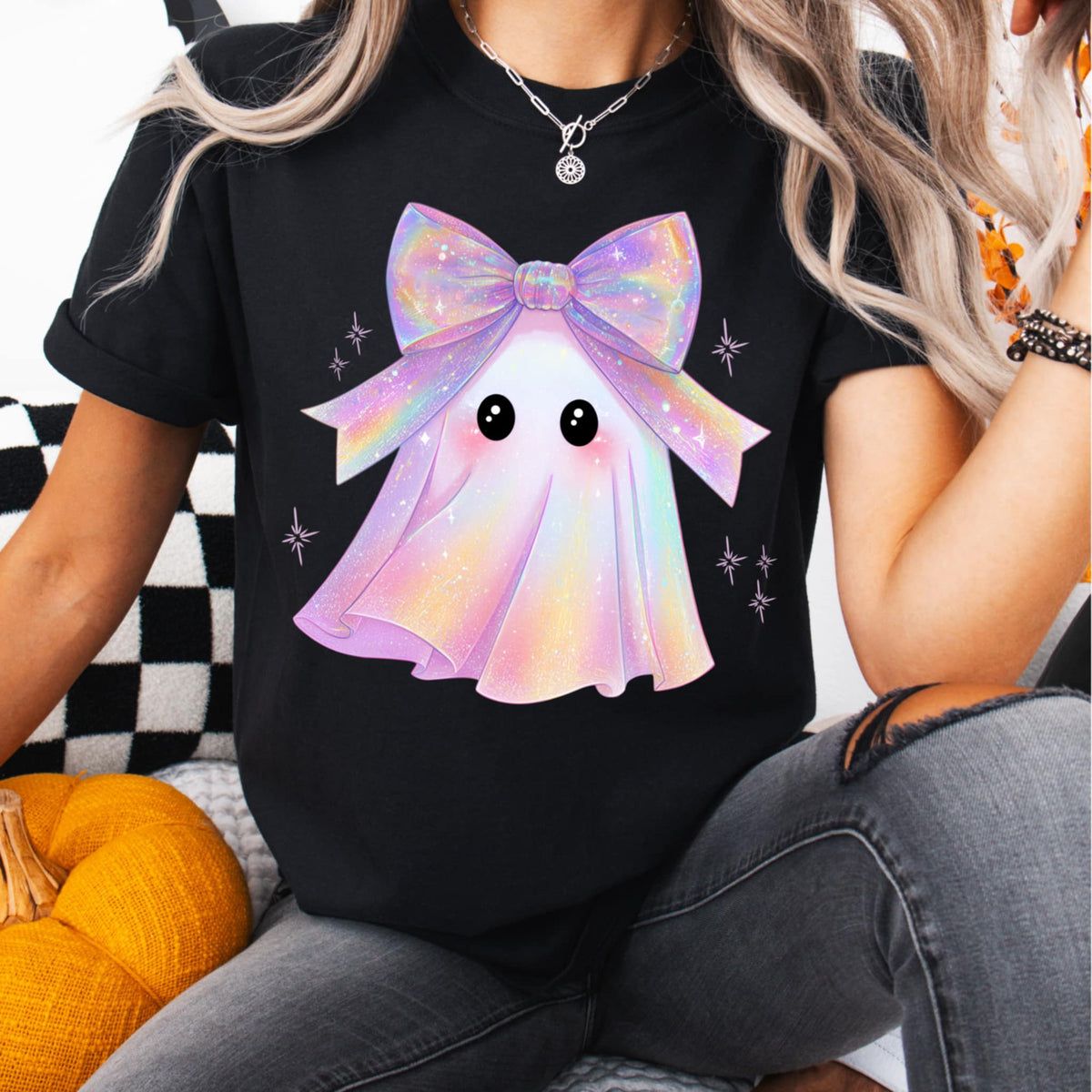 Pastel Bow Ghost (cmd) DTF Transfer