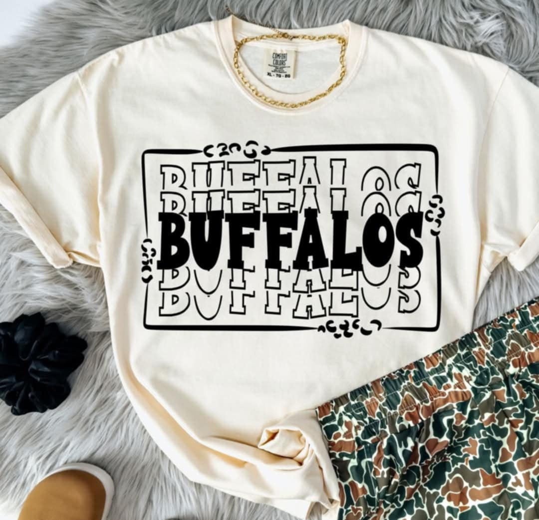 Buffalos stacked with frame (S&G) 98092 DTF transfer
