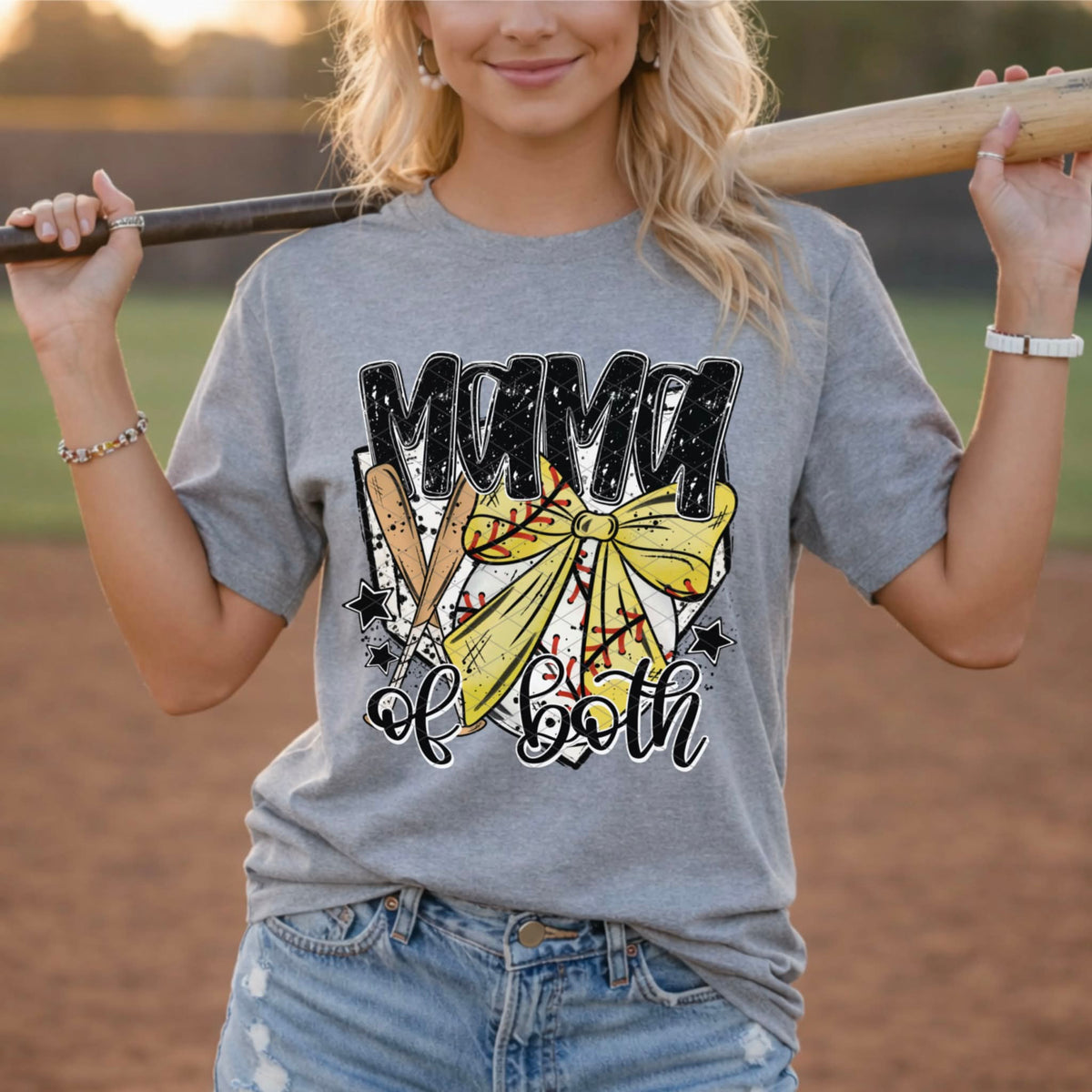 Mama of both softball baseball (SDD) DTF transfer