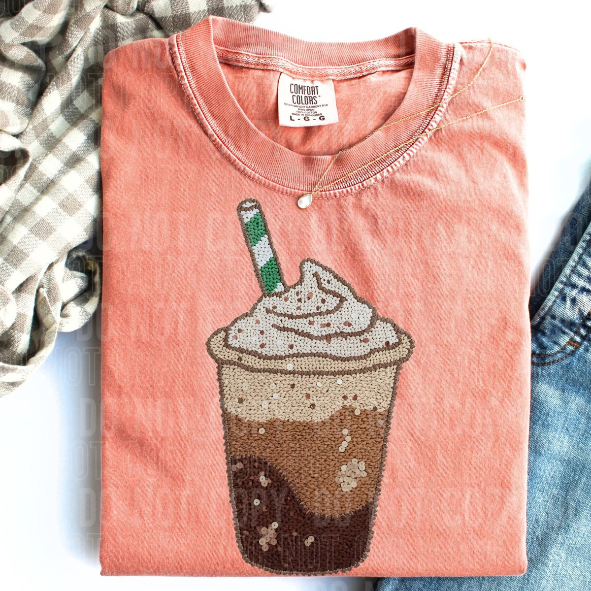 Faux Sequin Coffee SBB DTF transfer