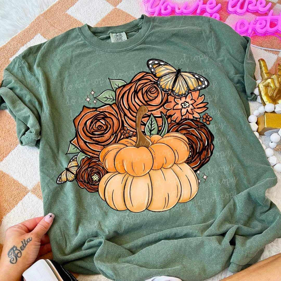 Stacked pumpkins fall roses (MMD) 60890 DTF transfer