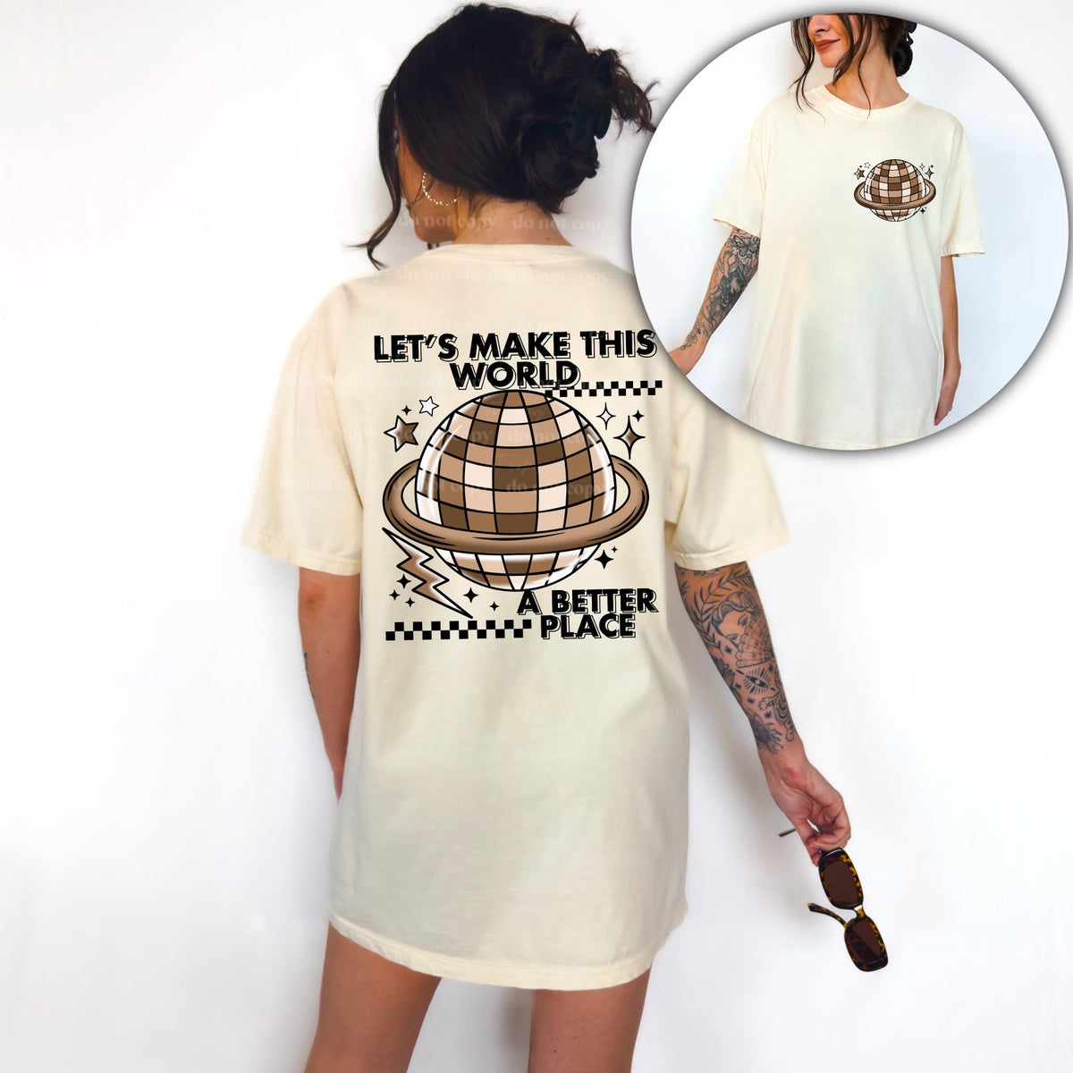 Let’s make the world a better place BLACK FONT BACK ONLY (CSC) 60646 DTF transfer