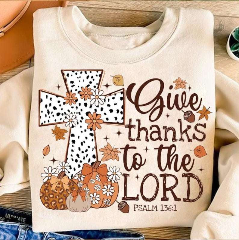 Give thanks to the lord Dalmatian cross 64949 DTF transfer