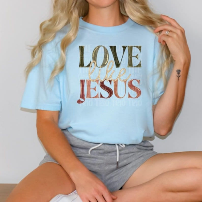 Love like Jesus green and red 95121 DTF transfer
